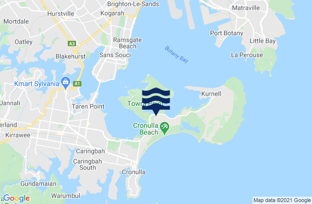 Cronulla Beach, Australiaの潮見表地図