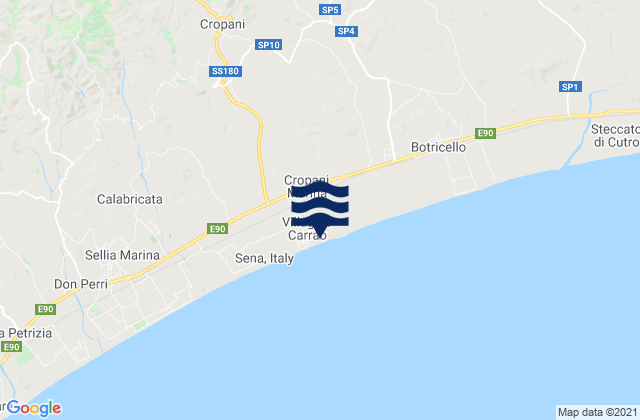 Cropani Marina, Italyの潮見表地図