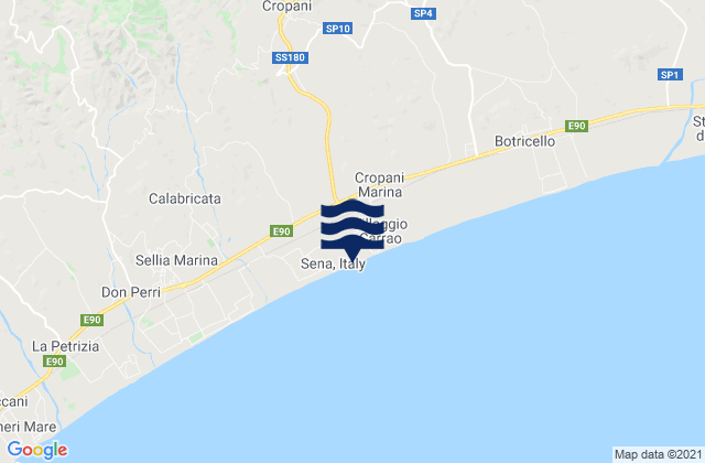 Cropani, Italyの潮見表地図