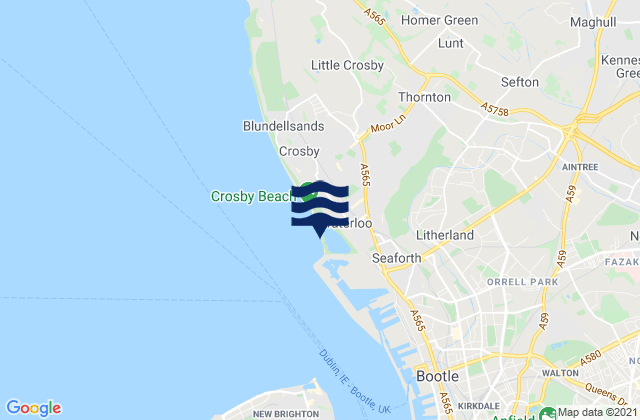 Crosby, United Kingdomの潮見表地図