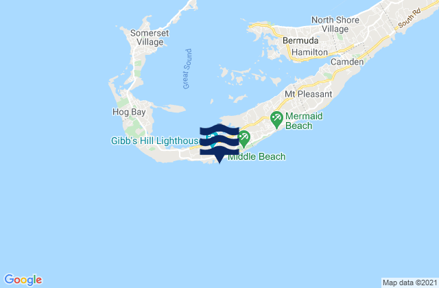 Cross Bay Beach, Bermudaの潮見表地図