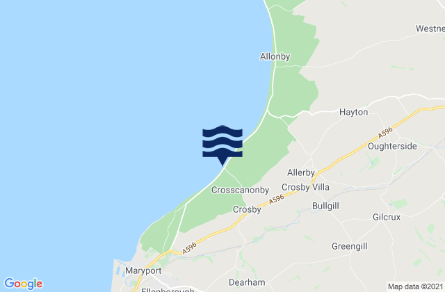 Crosscannonby Beach, United Kingdomの潮見表地図