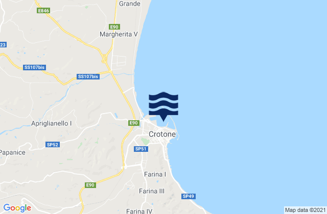Crotone, Italyの潮見表地図