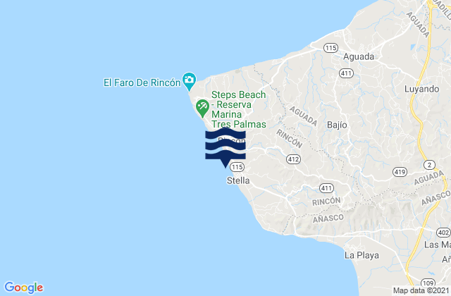 Cruces Barrio, Puerto Ricoの潮見表地図