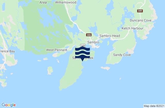 Crystal Crescent Beach, Canadaの潮見表地図