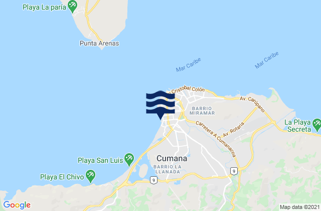 Cumaná, Venezuelaの潮見表地図