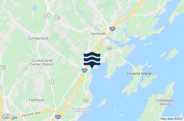 Cumberland Center, United Statesの潮見表地図