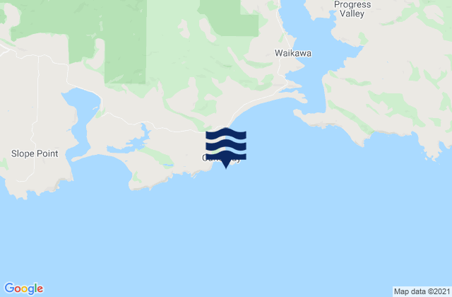 Curio Bay, New Zealandの潮見表地図