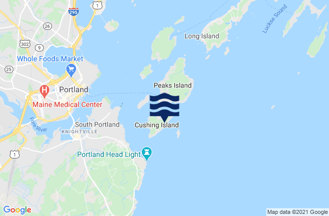 Cushing Island, United Statesの潮見表地図