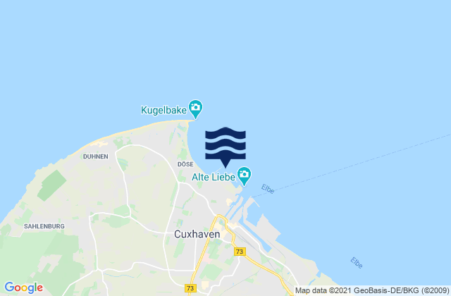 Cuxhaven, Germanyの潮見表地図