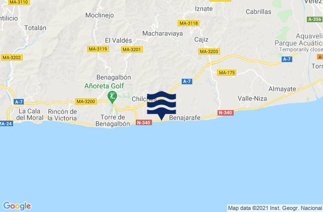 Cútar, Spainの潮見表地図