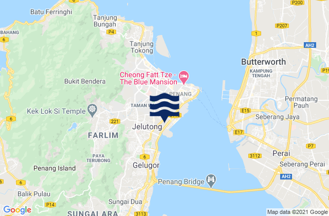 Daerah Timur Laut, Malaysiaの潮見表地図