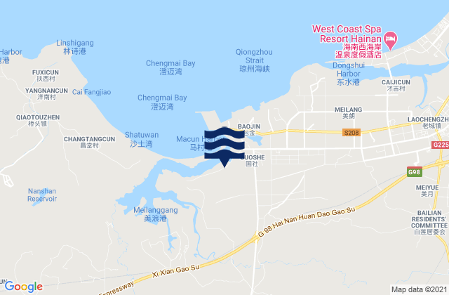Dafeng, Chinaの潮見表地図