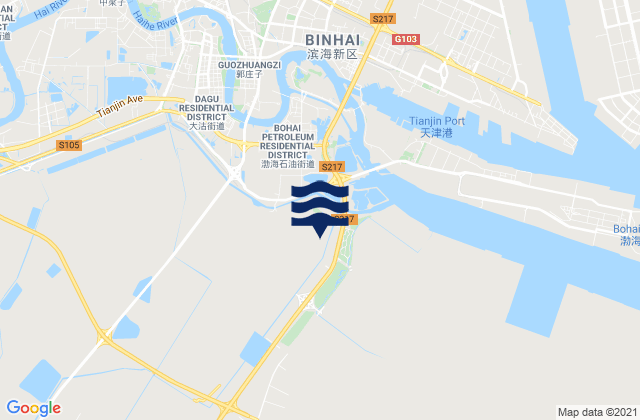 Dagu, Chinaの潮見表地図