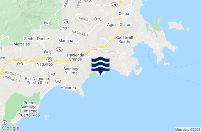 Daguao Barrio, Puerto Ricoの潮見表地図