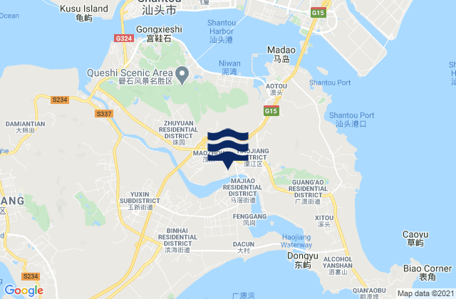 Dahao, Chinaの潮見表地図