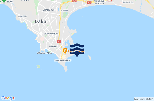 Dakar, Senegalの潮見表地図