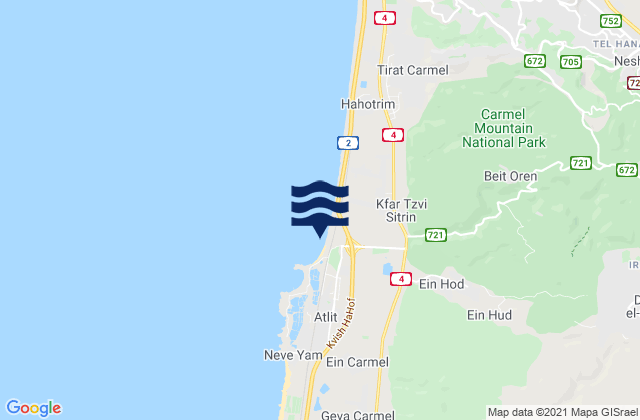 Daliyat al Karmel, Israelの潮見表地図