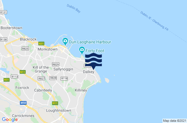 Dalkey, Irelandの潮見表地図