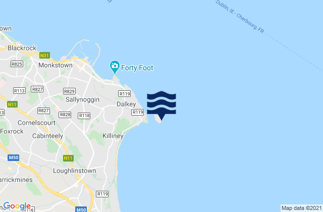 Dalkey Island, Irelandの潮見表地図