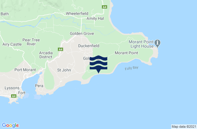 Dalvey, Jamaicaの潮見表地図