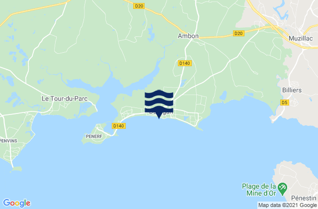 Damgan, Franceの潮見表地図