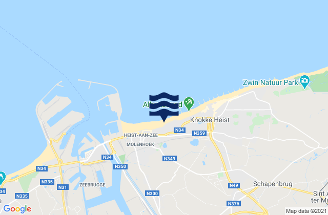 Damme, Belgiumの潮見表地図