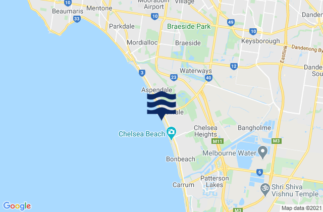 Dandenong, Australiaの潮見表地図