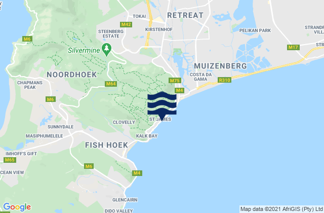 Danger Beach, South Africaの潮見表地図