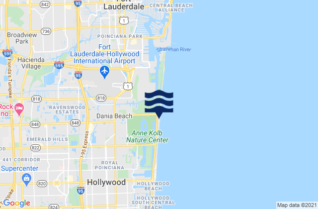 Dania Beach, United Statesの潮見表地図