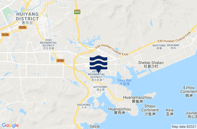 Danshui, Chinaの潮見表地図