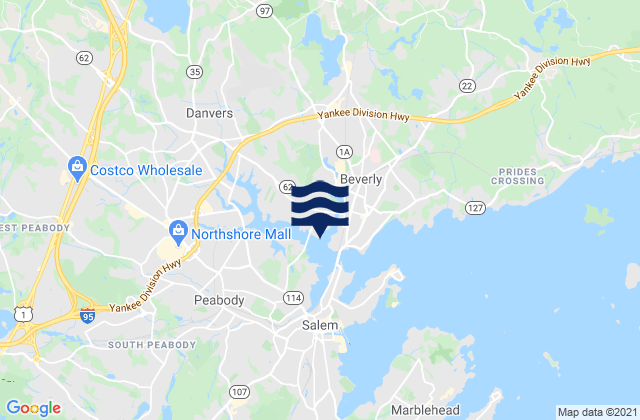 Danvers, United Statesの潮見表地図
