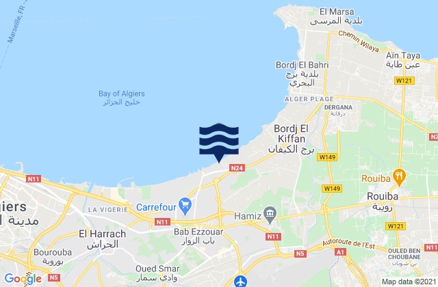 Dar el Beïda, Algeriaの潮見表地図