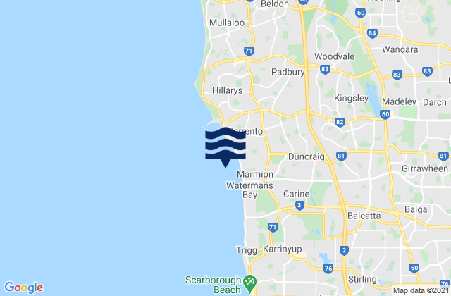 Darch, Australiaの潮見表地図