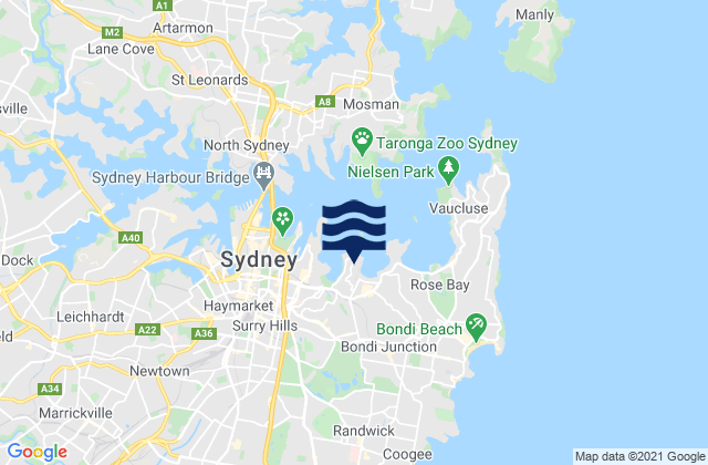 Darling Point, Australiaの潮見表地図