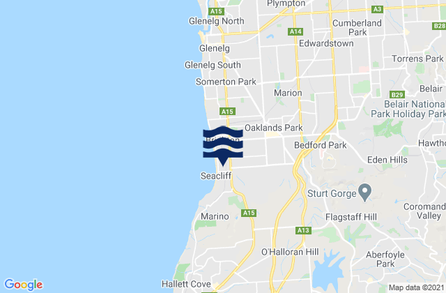Darlington, Australiaの潮見表地図