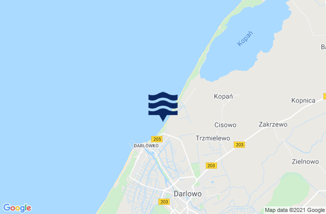 Darłowo, Polandの潮見表地図