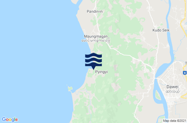 Dawei, Myanmarの潮見表地図