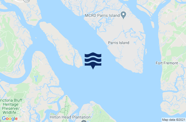 Daws Island SE of Broad River, United Statesの潮見表地図