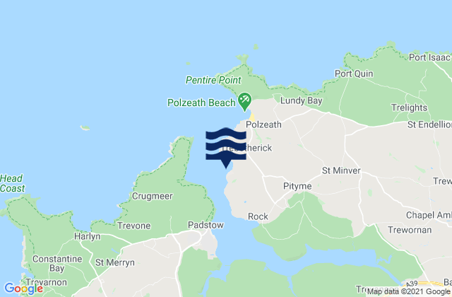 Daymer Bay Beach, United Kingdomの潮見表地図