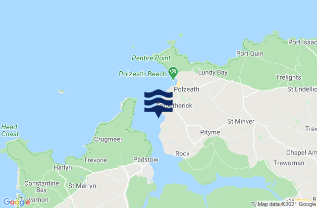 Daymer Bay, United Kingdomの潮見表地図