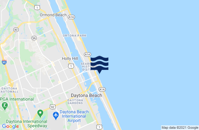 Daytona Beach (Ocean), United Statesの潮見表地図