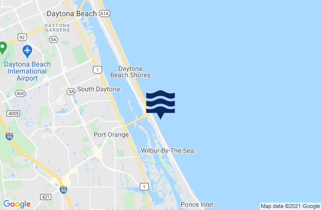 Daytona Beach Shores Sunglow Pier, United Statesの潮見表地図