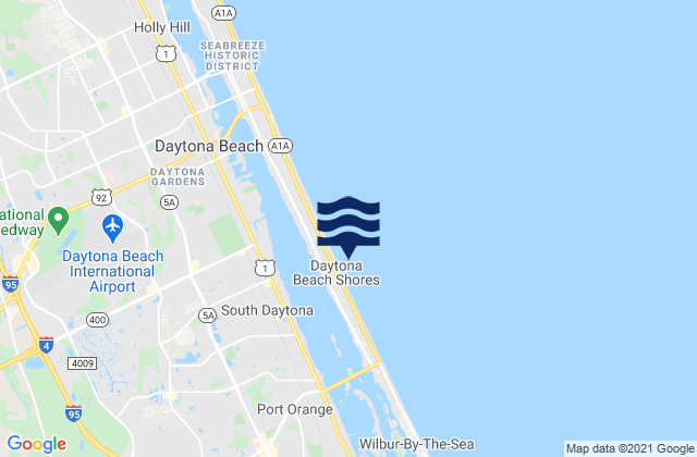 Daytona Beach Shores, United Statesの潮見表地図
