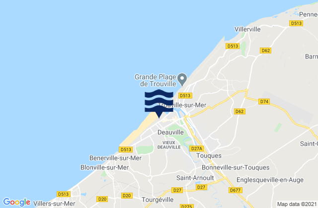 Deauville, Franceの潮見表地図