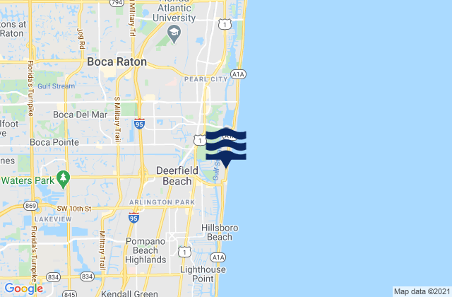 Deerfield Beach, United Statesの潮見表地図