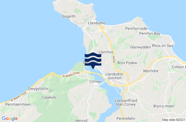Deganwy, United Kingdomの潮見表地図