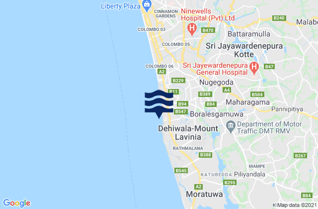 Dehiwala-Mount Lavinia, Sri Lankaの潮見表地図