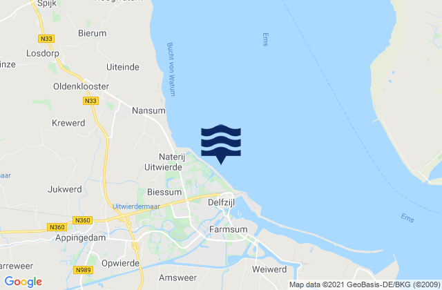 Delfzijl, Netherlandsの潮見表地図