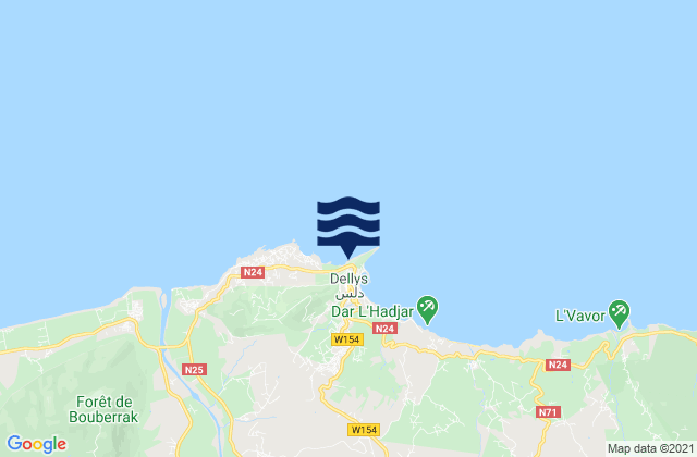 Dellys, Algeriaの潮見表地図